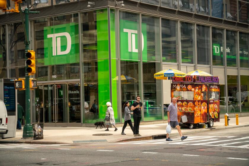 A branch of TD Bank in Midtown Manhattan in New York on Sunday, April 14, 2019. (© Richard B. Levine)