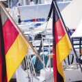 German flags on boats
