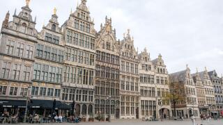 Antwerp, Belgium - 10.28.2025: Historic House Facades on Grote Markt Antwerp Belgium