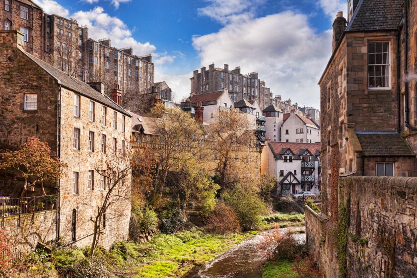 Houses and apartments overlooking the Water of Leith, Edinburgh, Scotland, UK