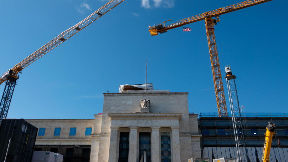 USA Washington DC Federal Reserve building while under a $2.5 billion dollar renovation with Chairman Jerome Powell - Central Banking System of the US