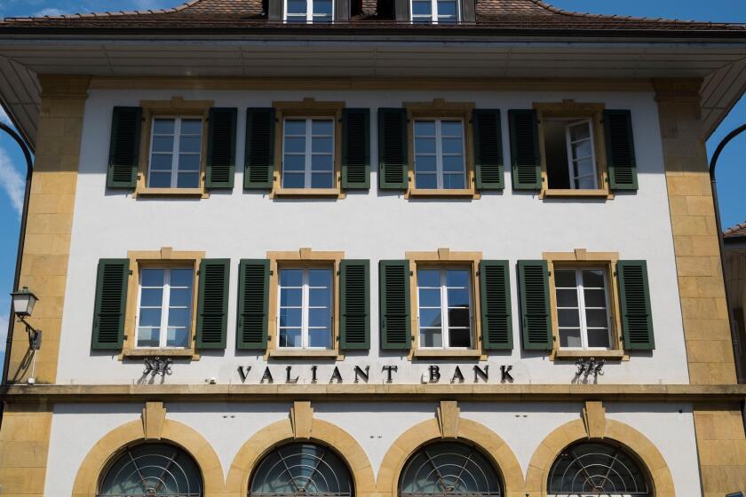 Switzerland. Canton Fribourg. Murten. Morat. Valiant bank