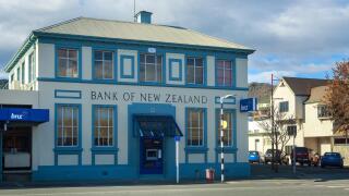 The historic Bank of New Zealand building, which still operates as a bank today, in Alexandra, Central Otago, New Zealand