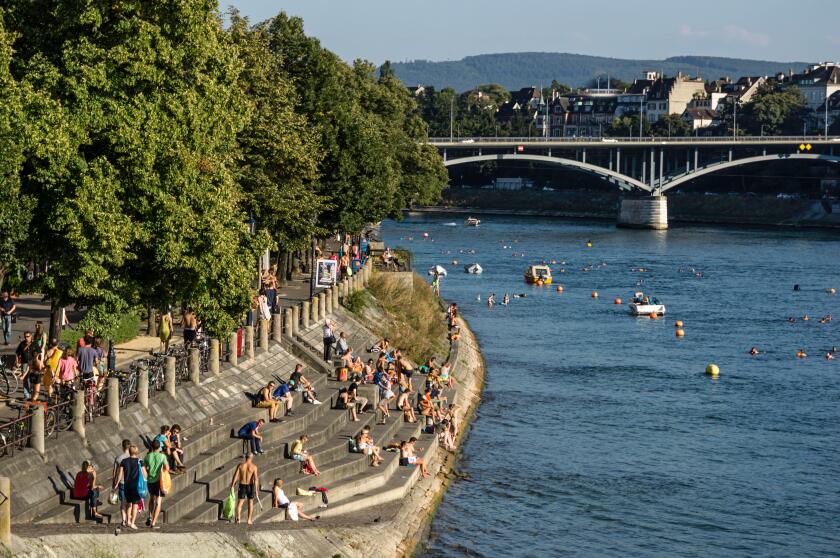 Rhine River in Summer, Basel, Switzerland