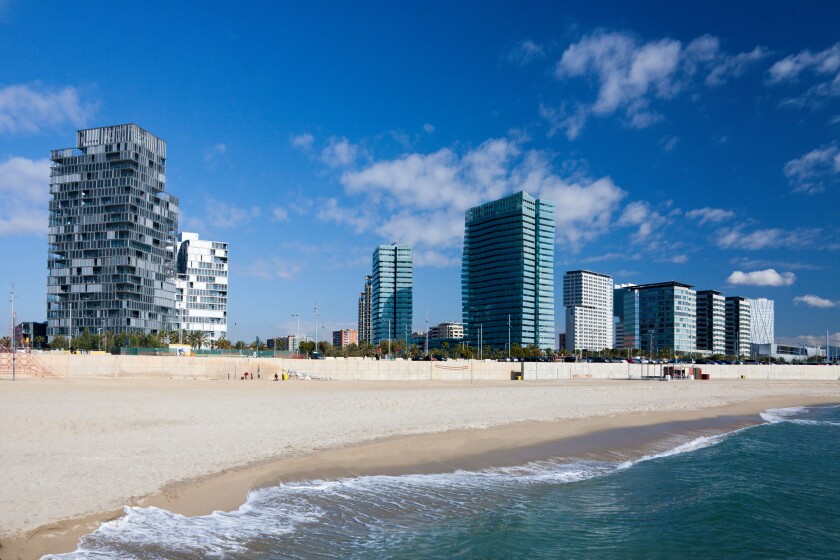 Spain, Europe, Catalunya, Barcelona, Diagonal Mar, Water front, beach