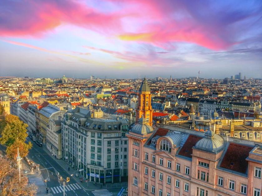 Vienna Skyline, view on the northern part of Vienna Austria, Sep-1-2014