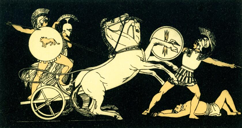 Diomedes (also spelled Diomed)  casting his spear against Mars Roman name ? Greek name is Ares). The scene is from Homer?s epic poem Iliad. Diomedes was also the only hero except for&nbsp;Heracles, son of Zeus, that attacked?and even wounded?Olympian gods (mos