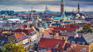 Copenhagen, Denmark old city skyline.