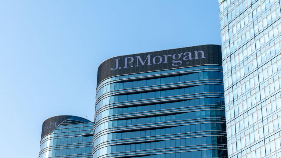 Hong Kong. China- 02.15.2025. The name sign on an office building of J.P. Morgan, a leading American financial institution.