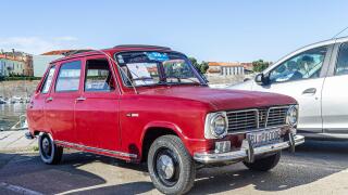 A rare old-timer, the French Renault 6 TL from the 1970s outdoors in sunny weather