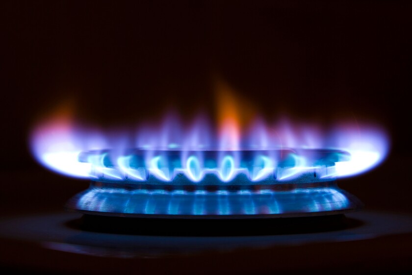 gas flames on a cooker ring. Image shot 2008. Exact date unknown.