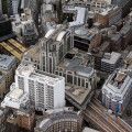 aerial view of approach to Fenchurch Street Station, with Cooper's Row and Vine Street, London EC3
