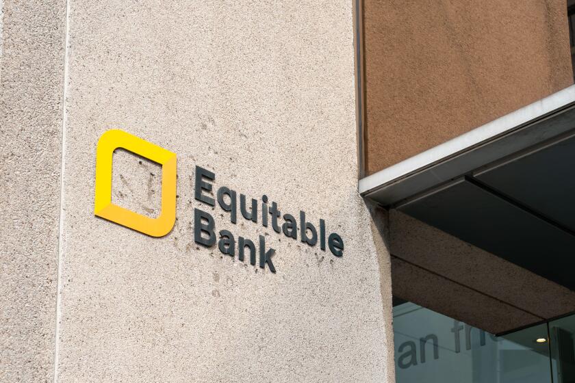 Toronto, Canada-August 25, 2021: EQ Bank sign at their headquarters in Toronto, Canada.