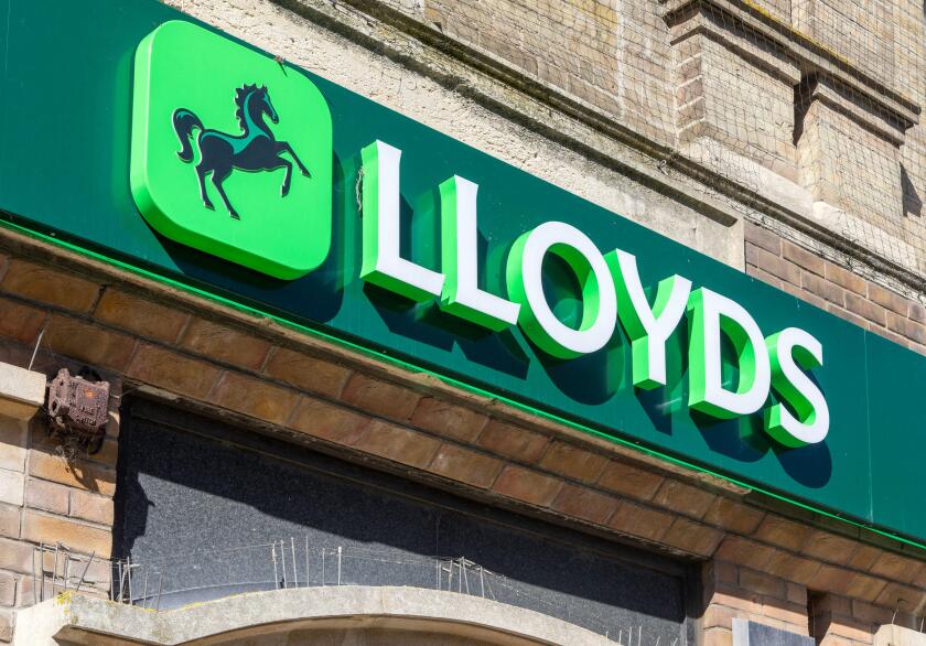 Lloyds bank logo and sign, Lowestoft, Suffolk, England, UK