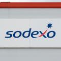 Signage for Sodexo offices in Salford Quays, Manchester, UK.