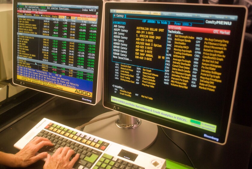 A Bloomberg LP financial data terminal
