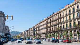 Barcelona Catalunya Avenue del Marques de l'argentera boulevard in the La Ribera Ciutat Vella El Born district of barcelona spain eu europe Catalonia