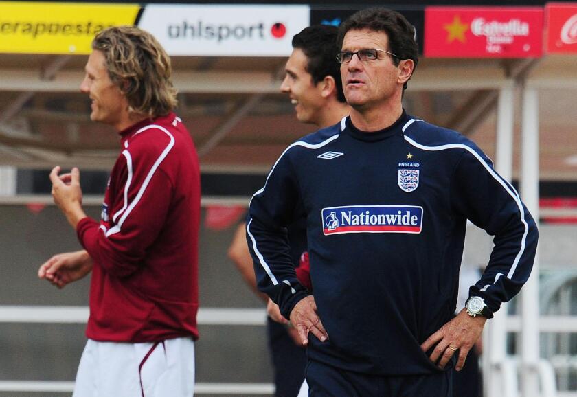 England manager Fabio Capello during the training session at the Olympic Stadium, Barcelona.