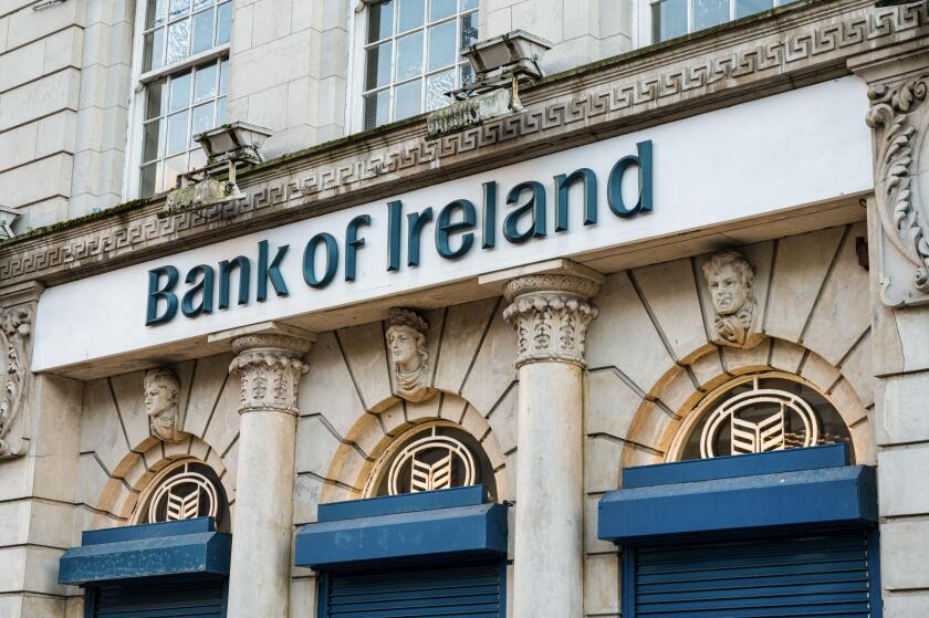 Derry, Northern Ireland- Jan 16, 2020: Bank of Ireland  in the City of Derry