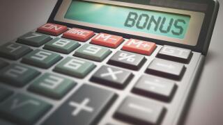 Calculator with the word bonus, illustration.