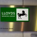 London, UK - September 18, 2024; Sign at headquaters of Lloyds Banking Group 25 Gresham Street with brand logo
