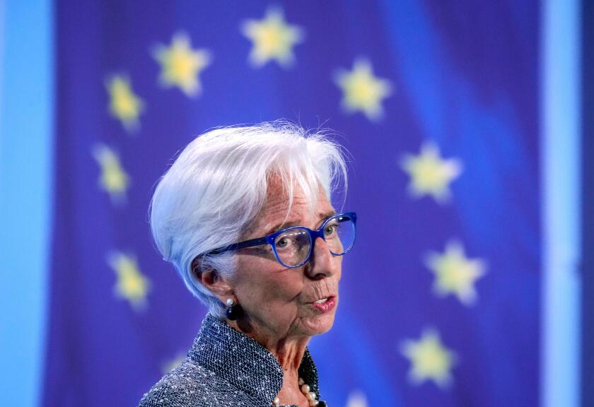 The President of European Central Bank, Christine Lagarde, speaks during a press conference in Frankfurt, Germany, Thursday, Sept. 12, 2024. (AP Photo/Michael Probst)