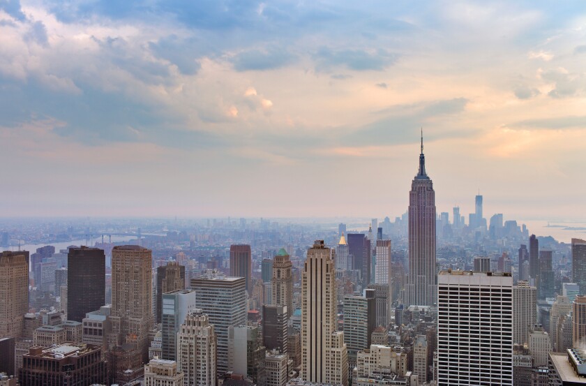 A view over midtown and downtown Manhattan, New York City, USA.