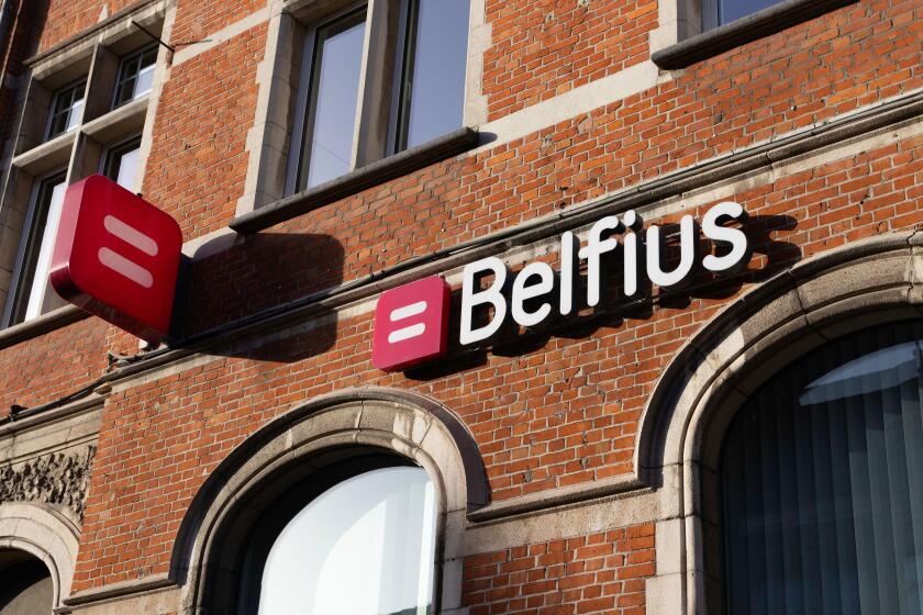DENDERMONDE, BELGIUM, 7 OCTOBER 2023: Exterior view of a Belfius Bank and Insurance office in Flanders. Belfius provides financial services and was pu
