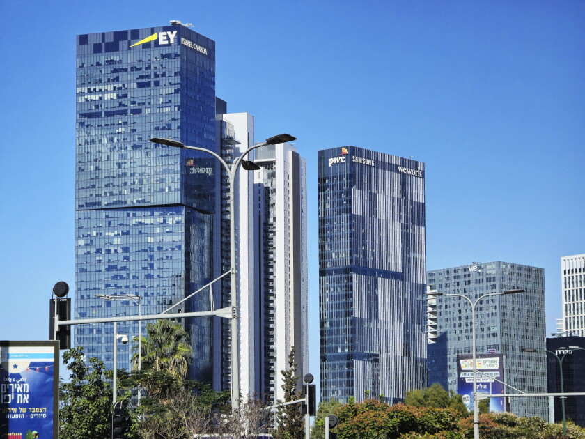 Modern skyscrapers in Tel Aviv, Israel.