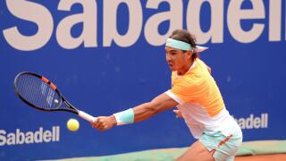 BARCELONA - APR 22: Rafa Nadal (Spanish tennis player) plays at the ATP Barcelona Open Banc Sabadell Conde de Godo tournament on April 22, 2015 in Bar