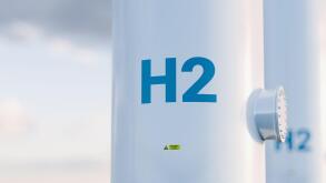 Hydrogen storage tank concept in beautiful morning light. 3d rendering.