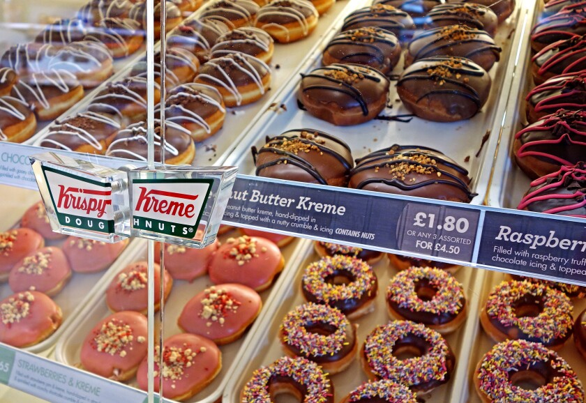 Krispy Kreme doughnuts on display