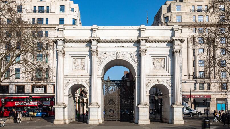 Marble Arch on a sunny winter day in London, England