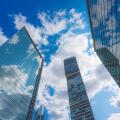 Glass skyscrapers against the sky