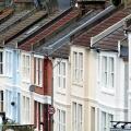 Close up of terraced houses on Gordon Road Brighton Sussex