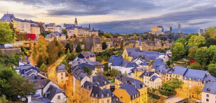 Luxembourg city, the capital of Grand Duchy of Luxembourg. The Old Town and Grund quarter.