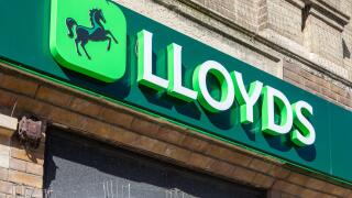 Lloyds bank logo and sign, Lowestoft, Suffolk, England, UK