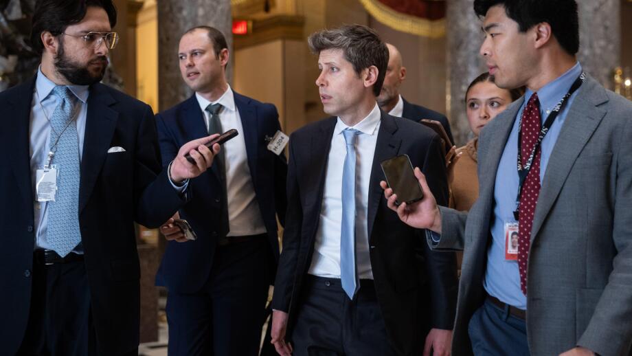 OpenAI CEO Sam Altman speaks with reporters as he walks to a meeting at the U.S. Capitol on June 3, 2026. (Francis Chung/POLITICO via AP Images)