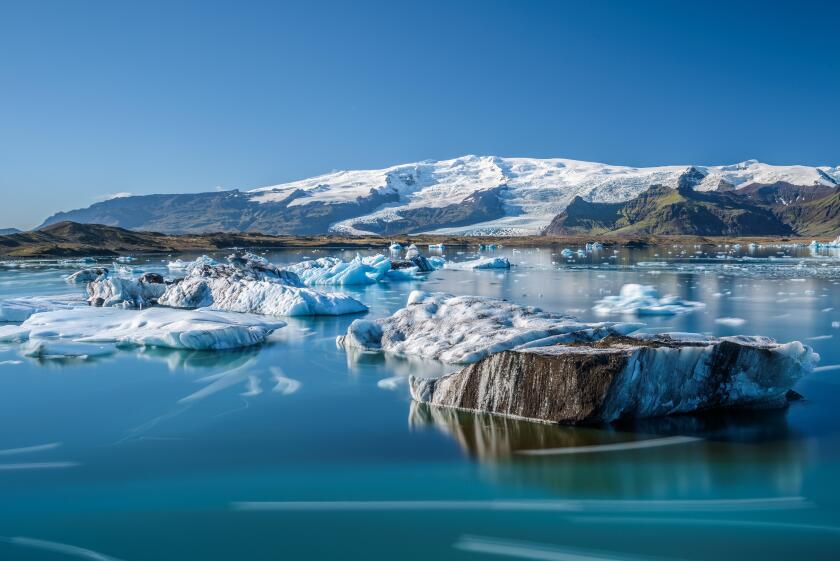 Floating icebergs in Jokulsarlon glacier lagoon, Iceland.
