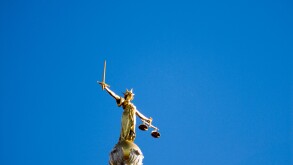 Statue of Lady Justice atop the Old Bailey London England UK