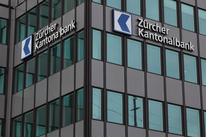 Zuerich, Switzerland, logos of Zuercher Kantonalbank to a house facade