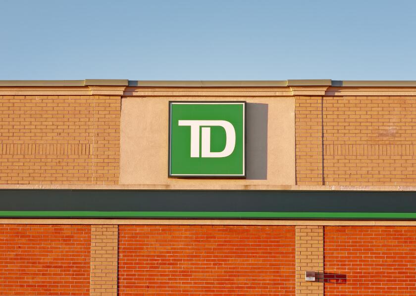 Dartmouth, Canada - May 21, 2015: TD Bank branch exterior. Toronto-Dominion Bank or TD bank is Canada's second largest bank and a top ten bank in Nort