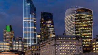 City of London skyline on a winter evening