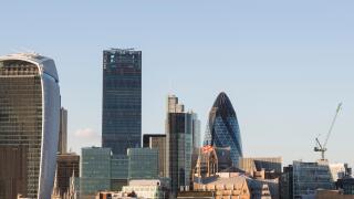 View of London skyline, City of London, UK