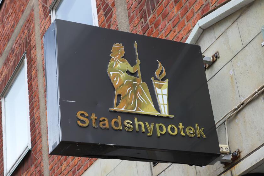 Eskilstuna, Sweden - August 11, 2021: The Stadshypotek bank logo, a brand of the Handelsbanken group..