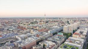 Aerial view over the city of Berlin Germany