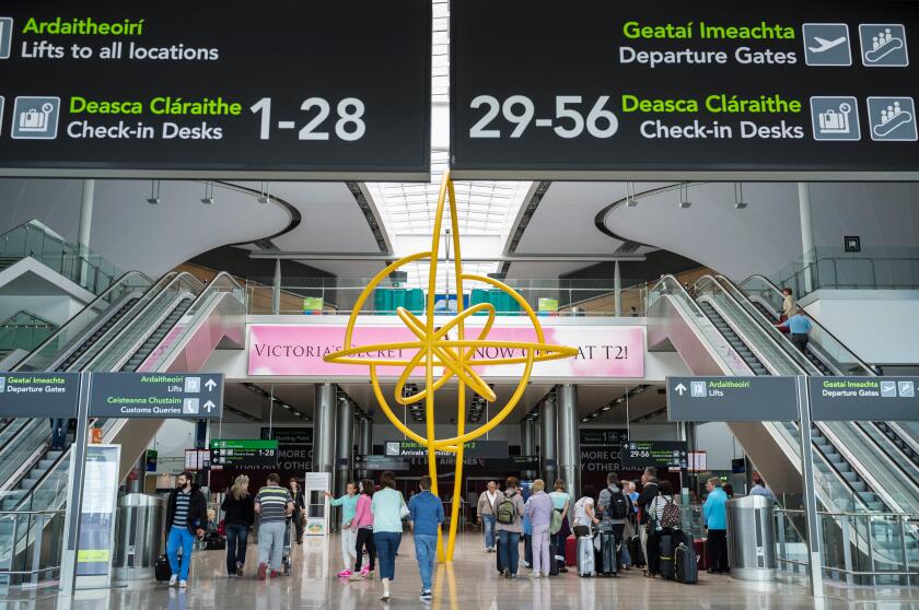 Sculpture Turning point by Isabel Nolan in Terminal 2 at Dublin airport, Ireland.