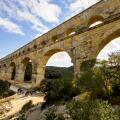Pont du Gard ancient Roman aqueduct over the river Gardon; near  Vers-Pont-du-Gard, France