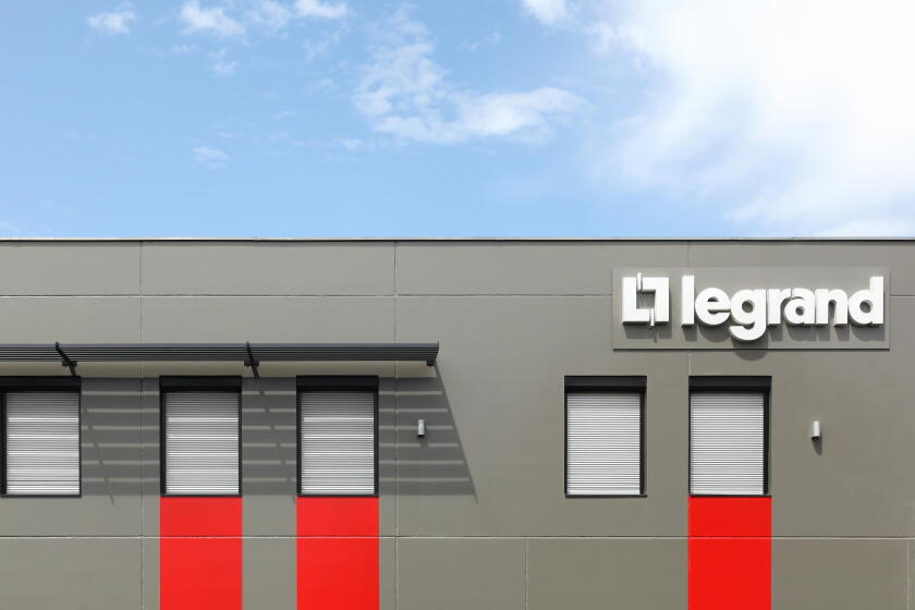 Saint Priest, France - July 29, 2017: Legrand building and office. Legrand is a French industrial group and one of the largest for switches and socket