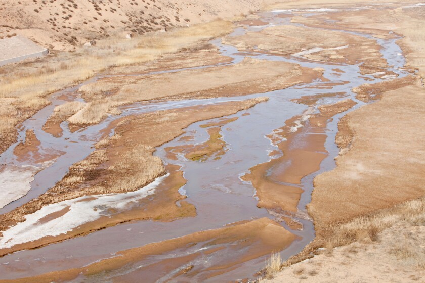 Low river levels in Shanxi province which has suffered desertification and drought brouyght on by climate change.